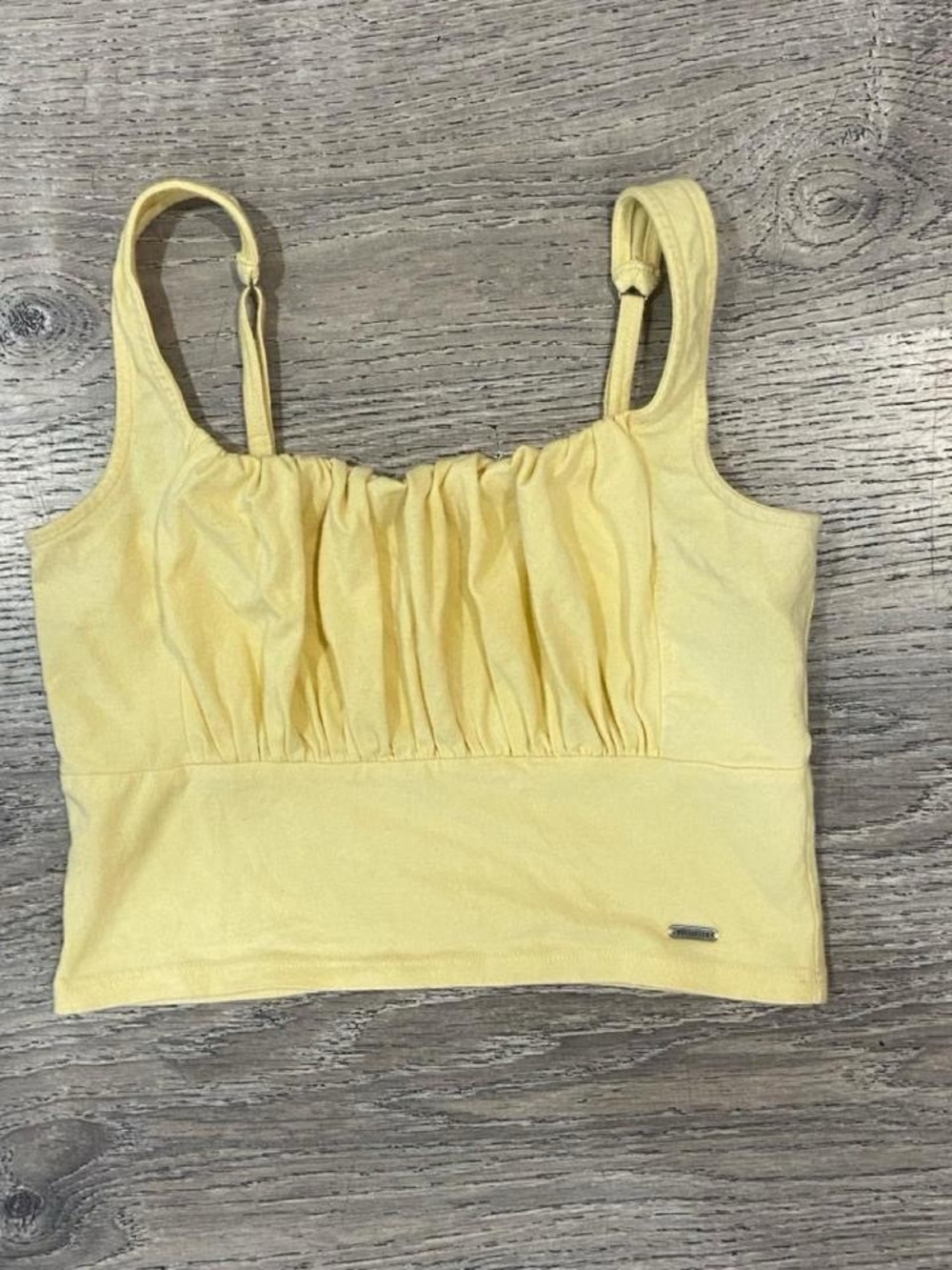 Y2K Yellow ruffled Crop Tank Top - Brand: Hollister